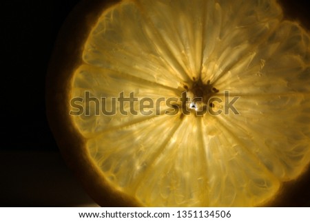 extreme contrast photo of a lemon slice