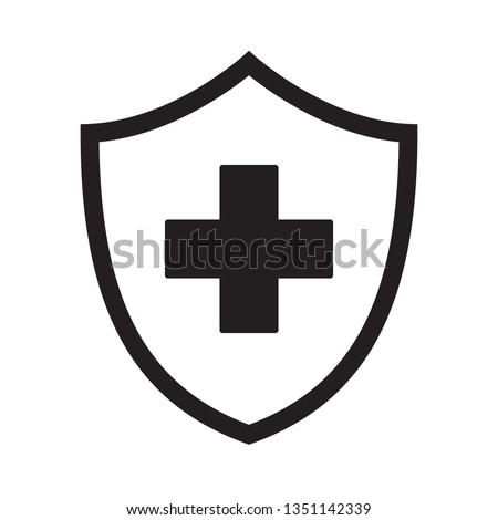 Immune system icon. Medical cross in the shield. Vector isolated. Royalty-Free Stock Photo #1351142339