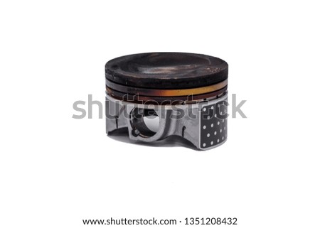 Piston (carbon deposit on the top) from passenger car isolated on white background with clipping path