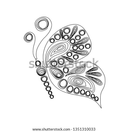 Figure butterfly lines. Butterfly quilling. Summer mood - flying fantasy butterfly. Decorative moth