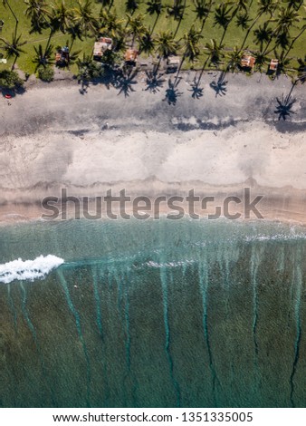 Aerial view of a beach near Senggigi in Lombok, Indonesia