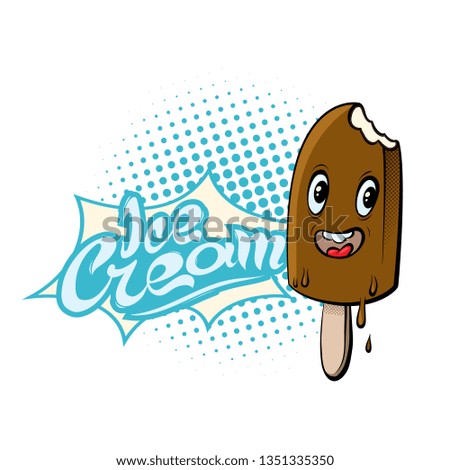 Ice cream. Isolated vector illustration. Cartoon style.