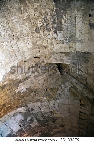 The ceiling of the tunnels that are a part of the Wailing Wall in the old city of Jerusalem, Israel.