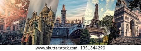Paris landmarks collage