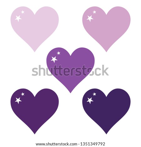 Dark violet hearts set, lilac clip art vector illustration