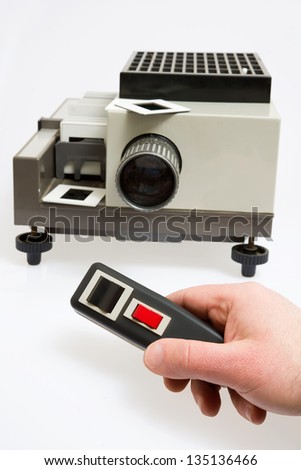 hand moving and adjust lens focus slide projector with remote control