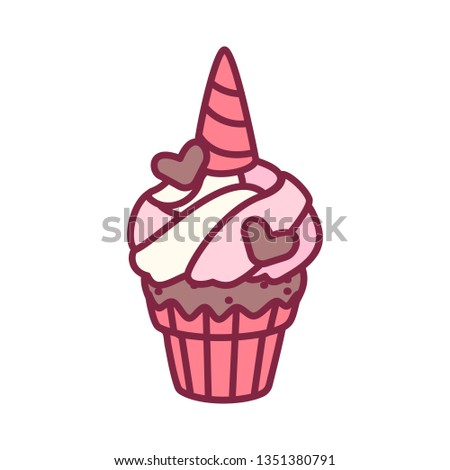 vector cute cupcake sweets, flat clip art