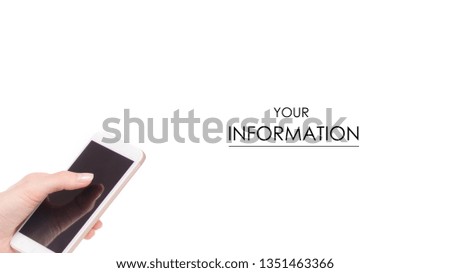 Mobile phone smartphone in hand pattern on white background isolation