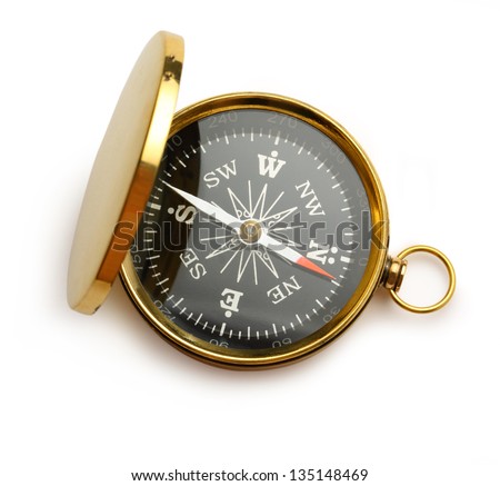 Golden vintage compass Royalty-Free Stock Photo #135148469