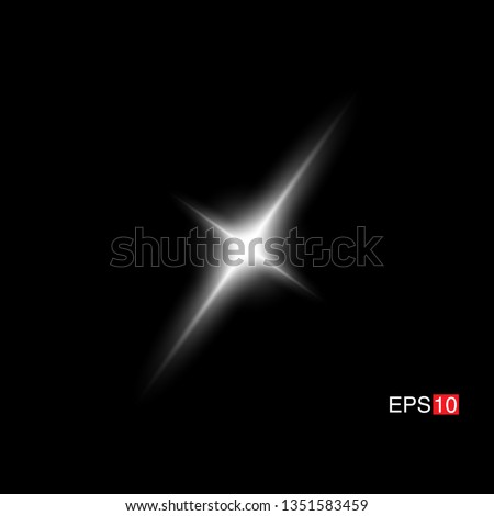 isolated white Rays with lens flare, Sun flare, flare on the black background. Transparent Vector Illustration