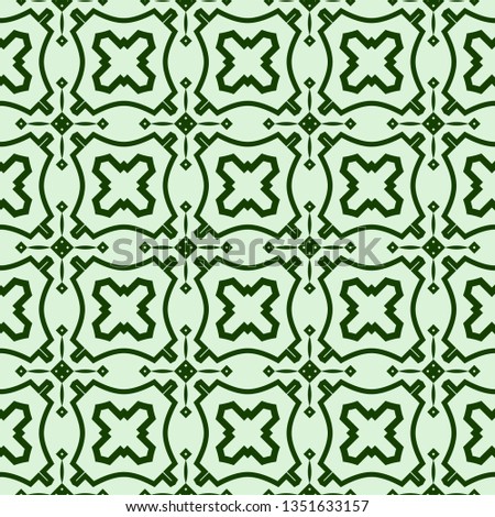 Decorative Geometric Ornament. Seamless Pattern. Vector Illustration. Tribal Ethnic Arabic, Indian, Motif. For Interior Design, Color Wallpaper. Green color.