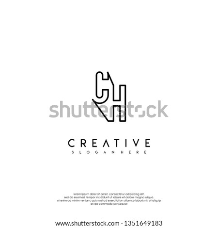 abstract modern lines logo letter CH simple design concept