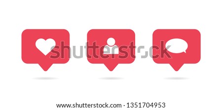 Social media notification icon. Follow, comment, like icon. Vector illustration