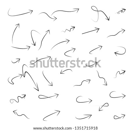 Super set hand-drawn arrows, vector graphic design Royalty-Free Stock Photo #1351715918