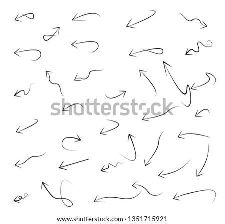 Super set hand-drawn arrows, vector graphic design Royalty-Free Stock Photo #1351715921
