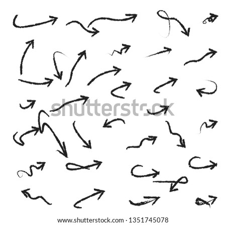 Super set hand-drawn arrows, vector graphic design Royalty-Free Stock Photo #1351745078