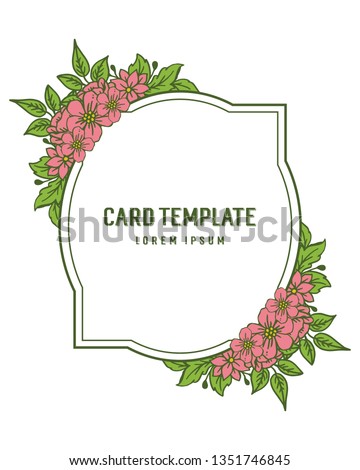 Vector illustration decor of card template with beautiful pink flower frames hand drawn