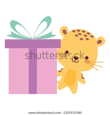 cute and little tiger with gift
