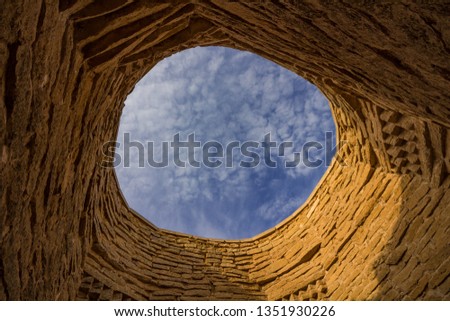 

view of the sky from inside the tower