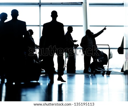 People silhouettes traveling on airport