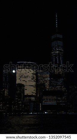 Vertical capture of skyline from New York in the night.