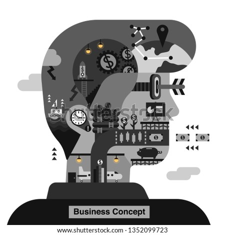 business concept infographic elements abstract unique flat design, business man made from piece of business clip art