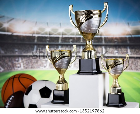 Winner trophy,  Sport equipment and balls