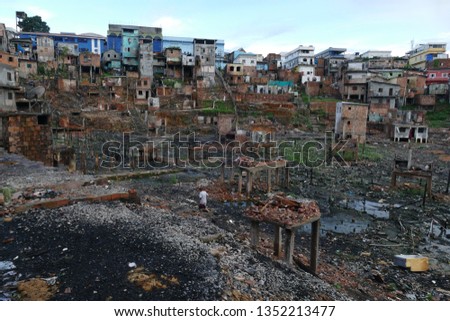 Manaus, Brazil: At least 600 wooden houses were destroyed by fire after the explosion of a gas cylinder in the Amazon capital Manaus in december 2018 - The ruins of the district, February 2019