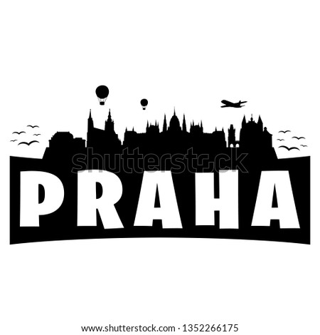 Prague Czech Republic. City Skyline. Silhouette Banner City. Design Vector. Famous Monuments.