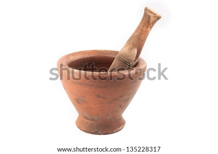 Mortar and pestle isolated on white background