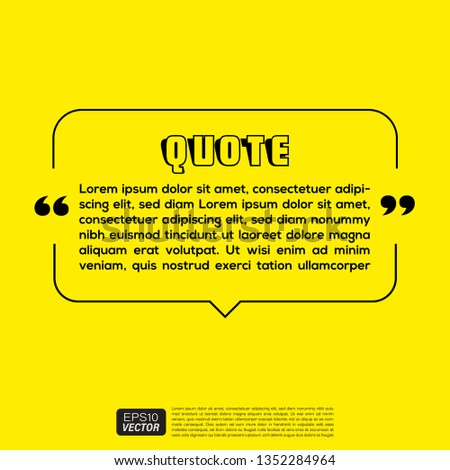 Illustration Vector: typography design. Remark quote text box poster template concept. blank empty frame citation. Quotation paragraph symbol icon. double bracket comma mark. bubble dialogue banner