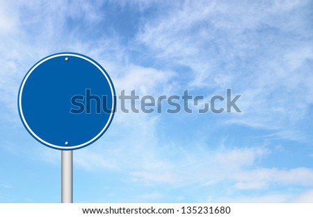circle sign with blue sky blank for text