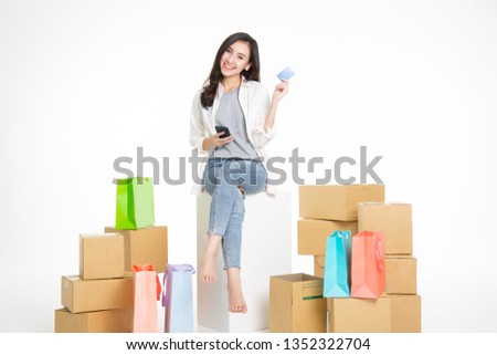 Asia woman shopping online concept