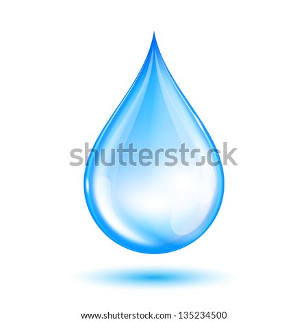 Blue shiny water drop. Vector illustration