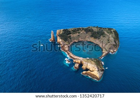 Top view of the Islet of Vila Franca do Campo, Azores, Portugal.