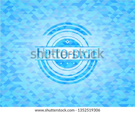 Up-to-date light blue emblem with triangle mosaic background