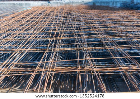 Steel bar for building materials, Construction and building works.Binding deformed into a table in preparation for pouring concrete
