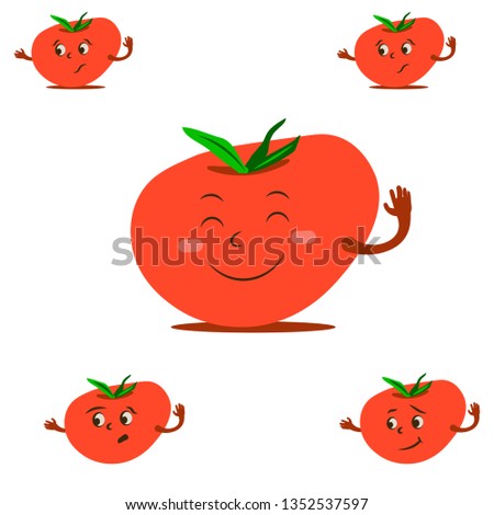 Funny Tomatoes vegetables with different facial expressions on white background, vector
