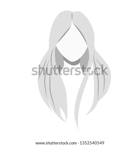 Long hair flat illustration on white