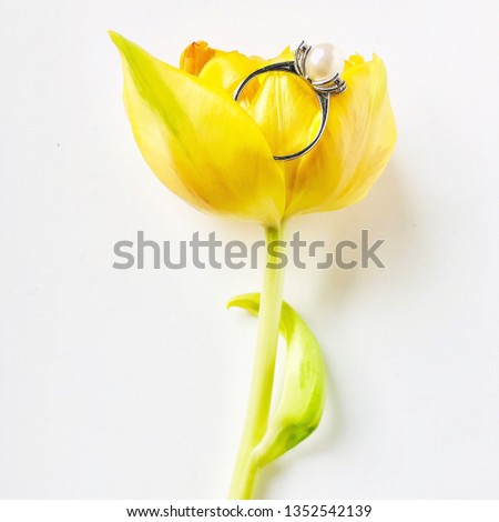 Edit picture for advertising floral decoration jewelry promo pearl silver ring