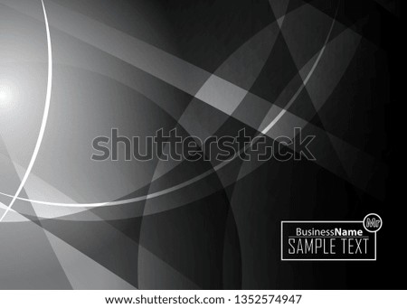 Black abstract template for card or banner. Metal Background with waves and reflections. Business background, silver, illustration. Illustration of abstract background with a metallic element