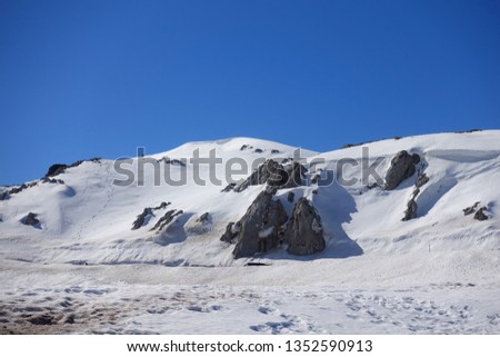 Photo from slopes in mount Parnassos as seen snowed at winter time, Voiotia, Greece
