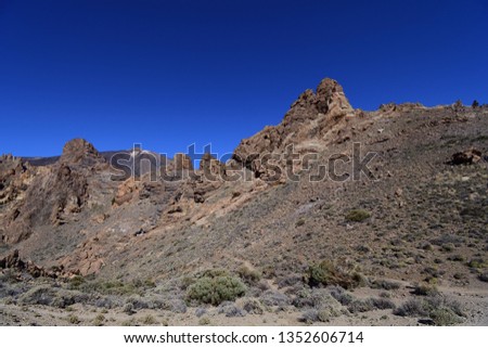 View of rock formations in Teide national park in Tenerife