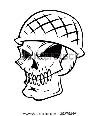 Skull wearing helmet