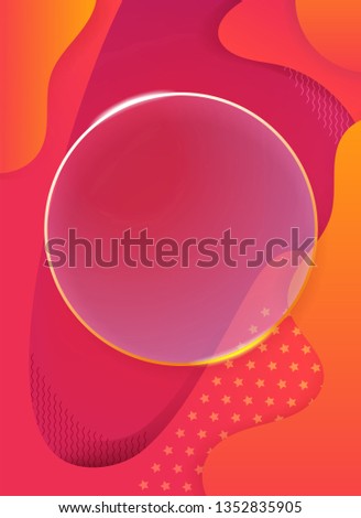 Abstract fluid background with glass frame. Vector template for web, print, 
magazine, landing page, party, promo design