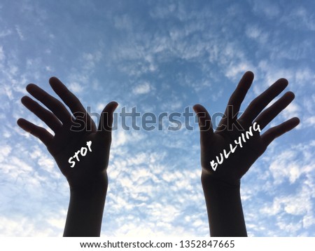 Silhouette hand with word