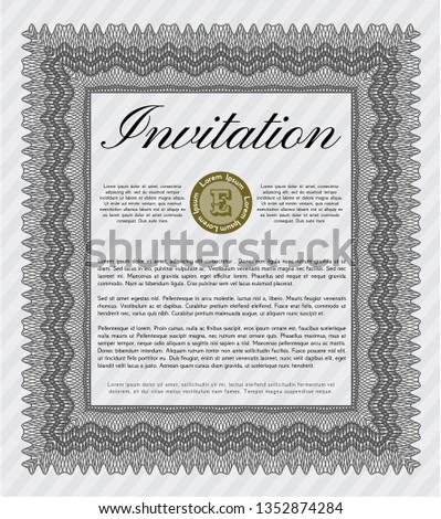Grey Formal invitation. Lovely design. Detailed. Complex background. 