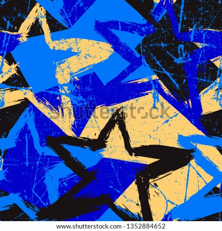 Abstract vector seamless grunge style pattern. Repeating background with stars.