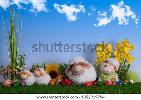 The Easter lambs in the garden