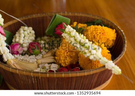 
Fresh flower garlands Royalty-Free Stock Photo #1352935694